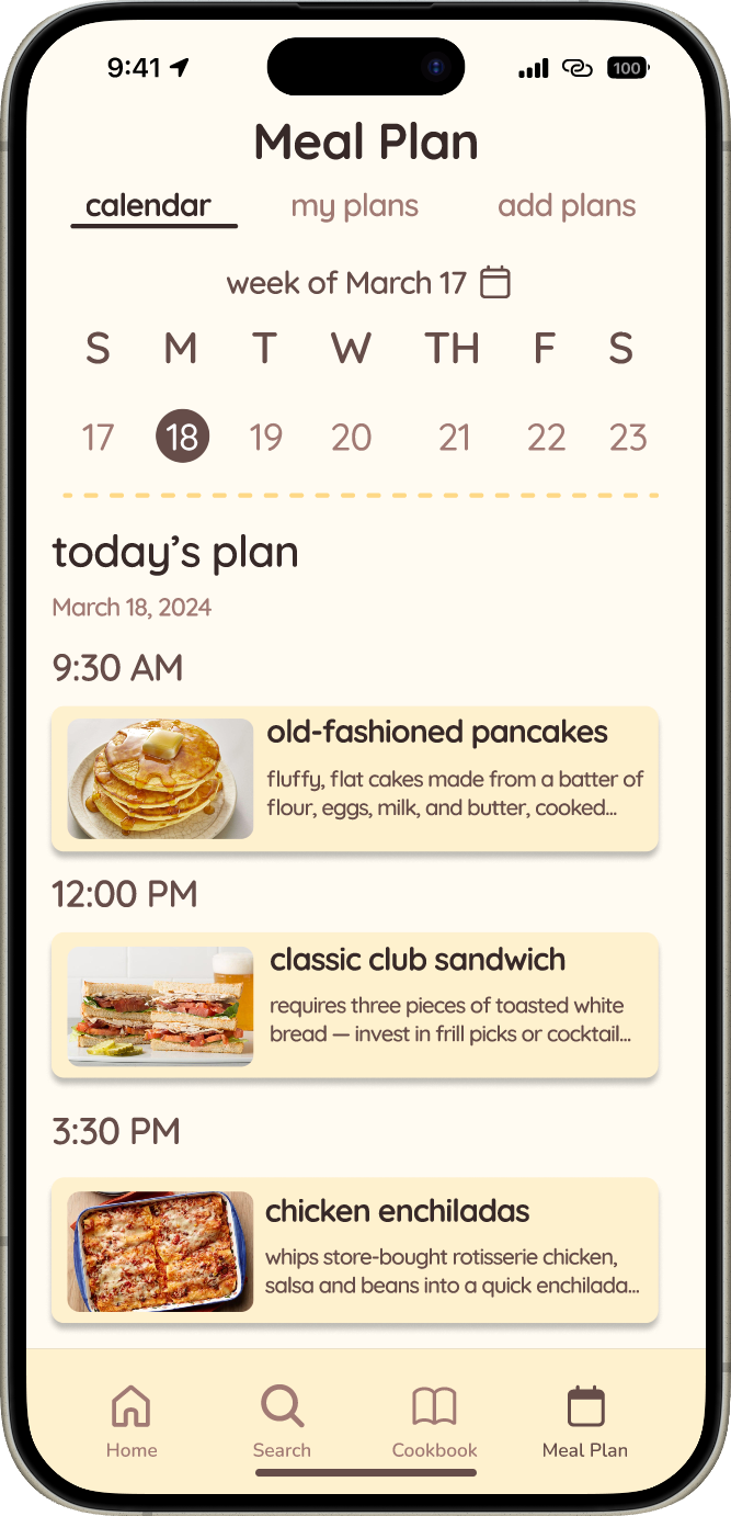 NomNom meal plan screen