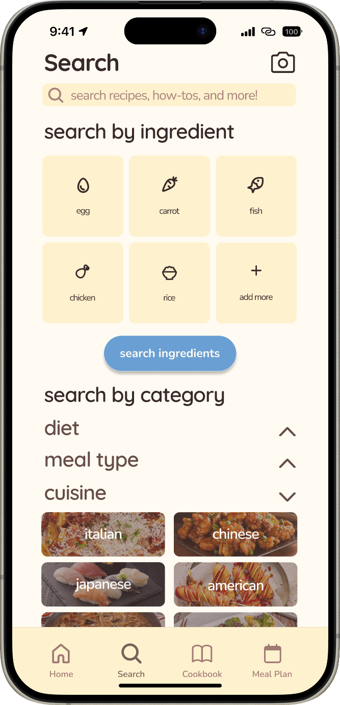 Nom-Nom search screen