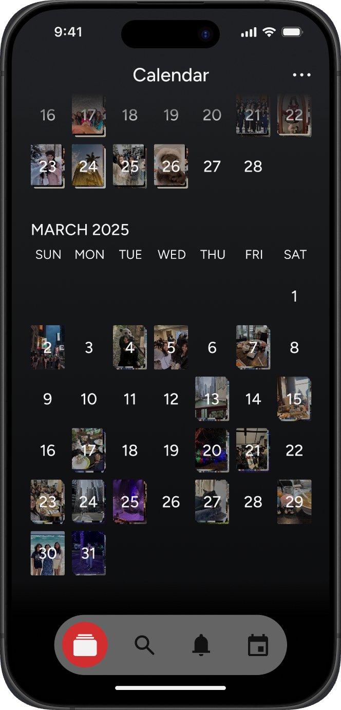 PhotoCircle calendar screen