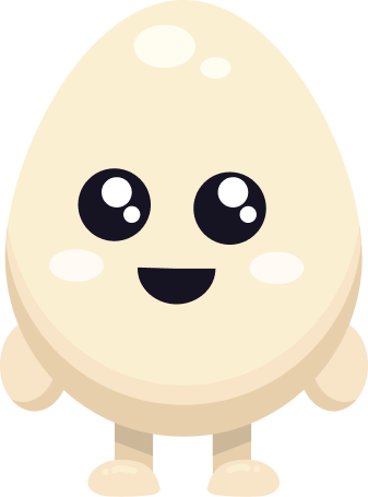 Nom-Nom mascot as a smiling egg