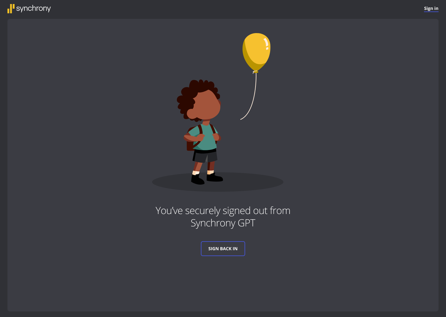 Securely signed out &mdash; dark mode